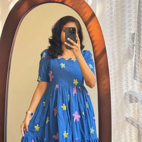 Royal_Blue_Cotton_EmbroideRed/Dress_For_Women