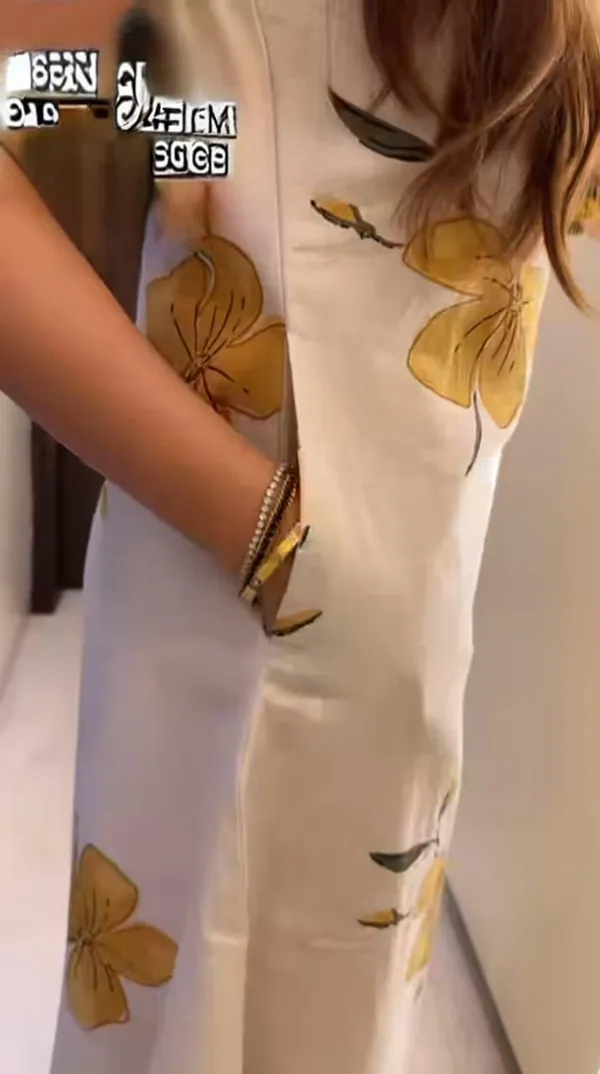 Yellow_Floral_Print_with_Beige_Base_Cotton_Flex_A-line_Kurti_and_Pant_For_Women