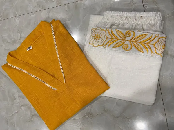 Yellow_Cotton_Kurti_and_Palazzo_Set_For_Women