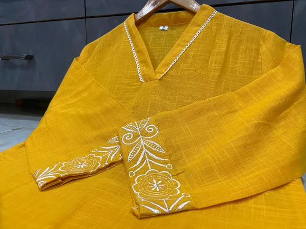 Yellow_Cotton_Kurti_and_Palazzo_Set_For_Women
