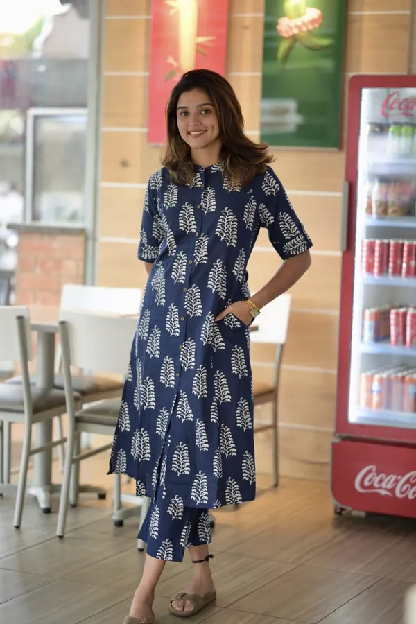 Blue_Cotton_Kurti_and_Pant_Co-ord_Set_For_Women