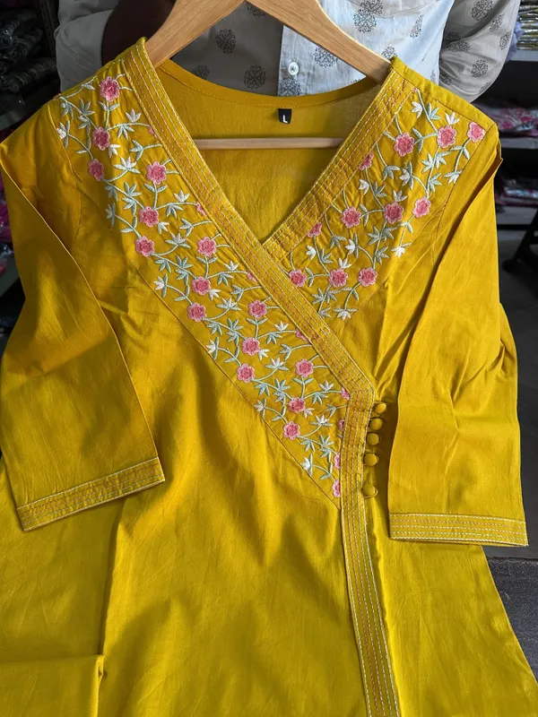 Yellow_Cotton_Kurti_and_Pant_With_Dupatta_For_Women