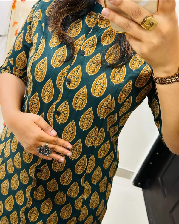 Black_and_Yellow_Cotton_Printed_A-Line_Kurti_and_Pant_Set_For_Women