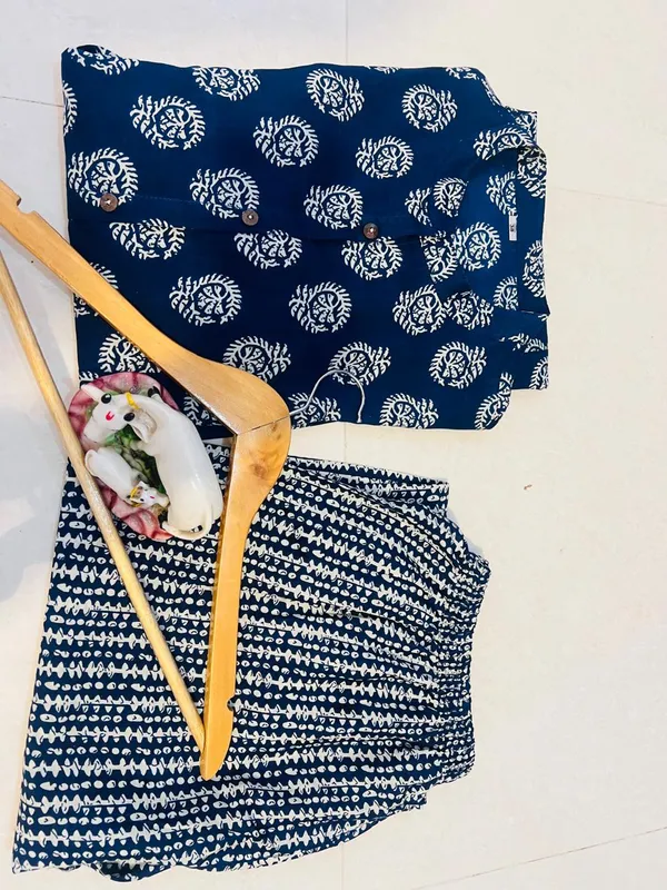 Blue_Cotton_Printed_A-Line_Kurti_and_Pant_Set_For_Women