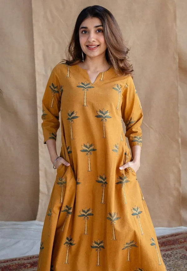 Mustard_and_Off_White_Cotton_Printed_Kurta_and_Palazzo_For_Women