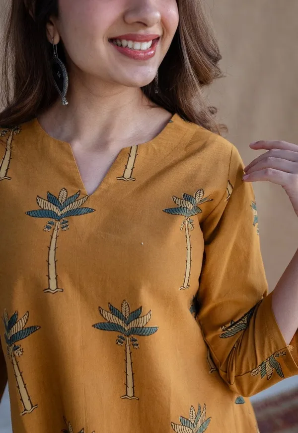 Mustard_and_Off_White_Cotton_Printed_Kurta_and_Palazzo_For_Women