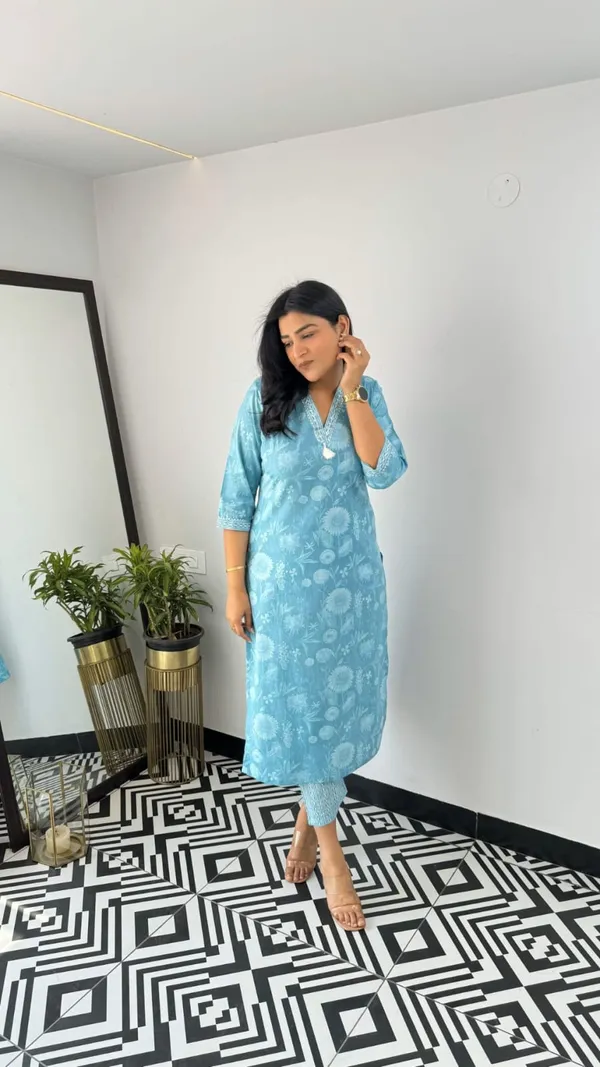 Blue_Cotton_Printed_Kurta_and_Pant_Set_For_Women