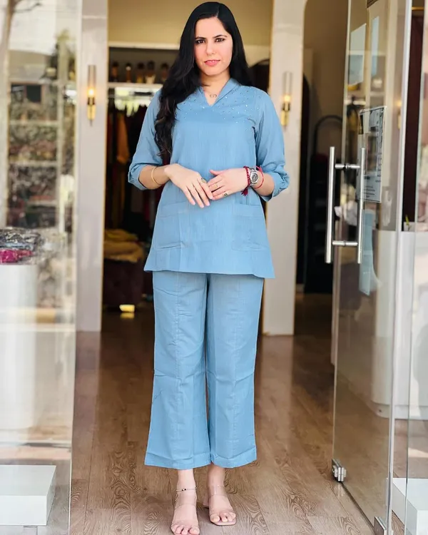 Light_Blue_Cotton_Slub_Co-ord_Set_For_Women