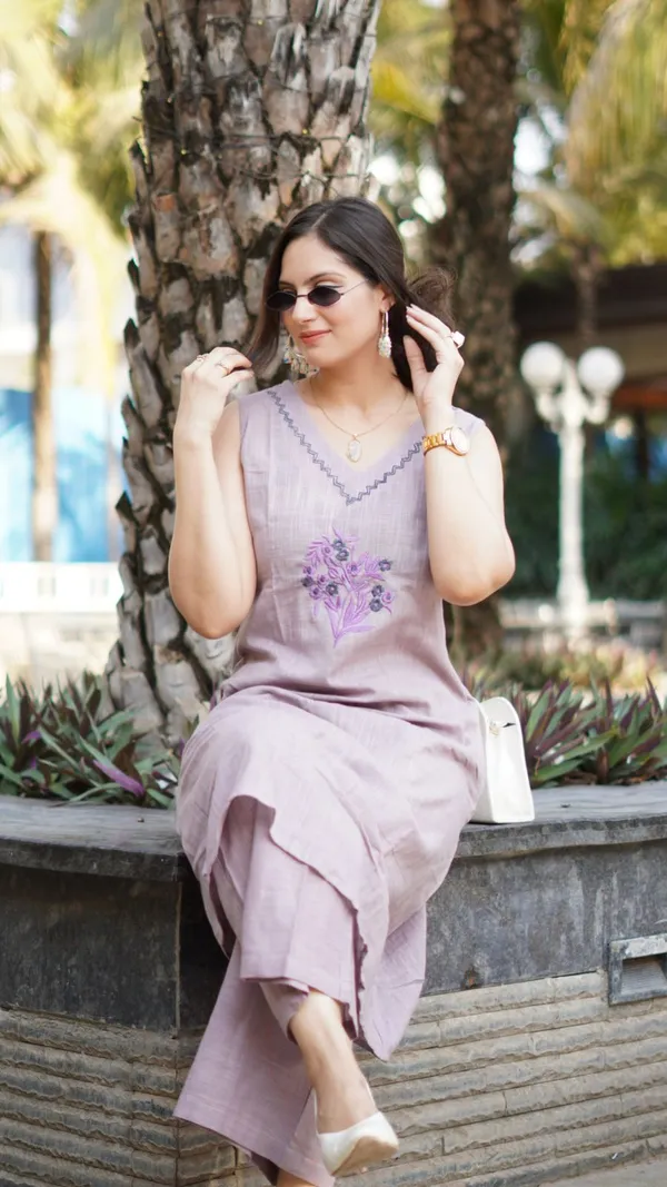 Lavender_Cotton_Slub_Kurti_and_Palazzo_Set_For_Women