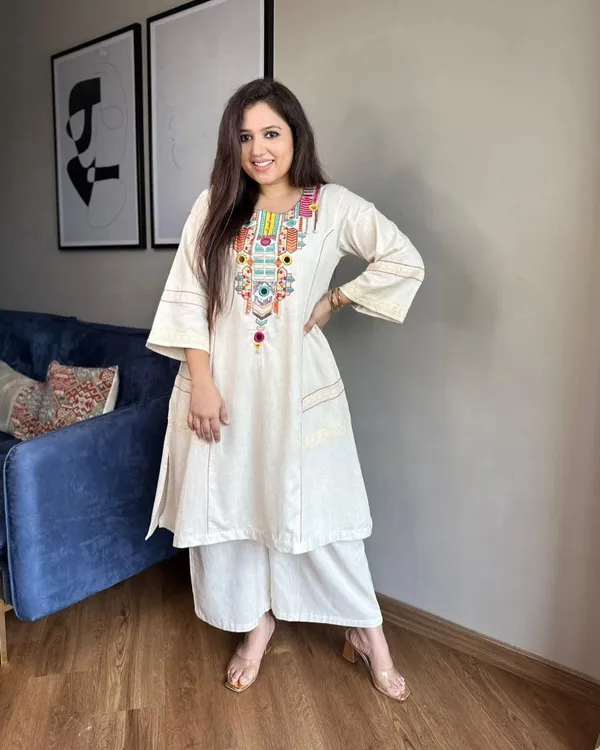 Off_White_Cotton_A-line_Kurta_with_Palazzo_For_Women
