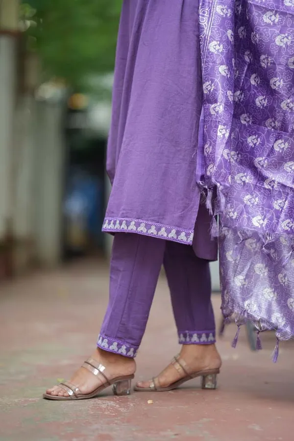 Purple_Khadi_Cotton_Embroidered_Kurti_and_Pant_With_Dupatta_For_Women