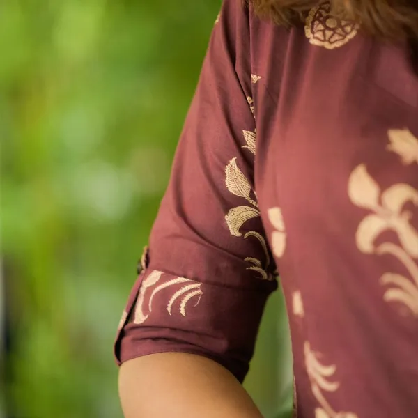 Maroon_Pure_cotton_Kurti_and_Pant_Co-ord_Set_For_Women