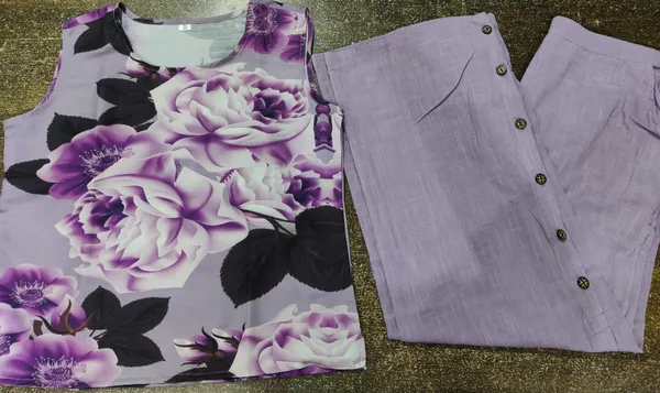 Lavender_Stylish_Cotton_Culottes_Pant_Pair_With_Muslin_Top_For_Women