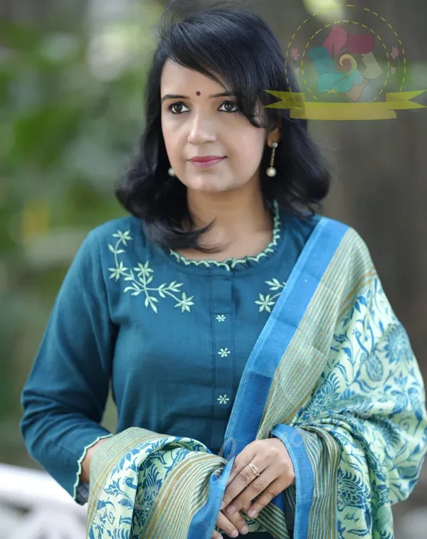 Blue_Khadi_Cotton_Kurti_Pant_and_Dupatta_Set_With_Beautiful_Embroidery_For_Women