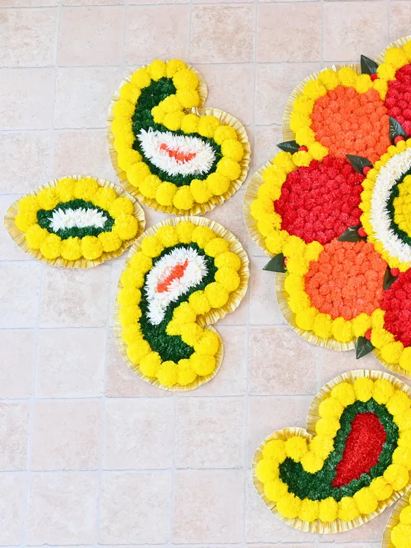 Combo_of_4_Multicolor_Anvitha_Mango_Shaped_Artificial_Rangoli_|16_x_13_inch|_Festive_Decor
