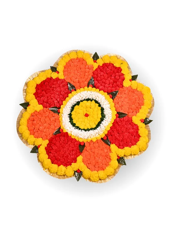 Multicolor_Charvi_Flower_Shaped_Artificial_Rangoli_|34_x_34_inch|_Festive_Decor
