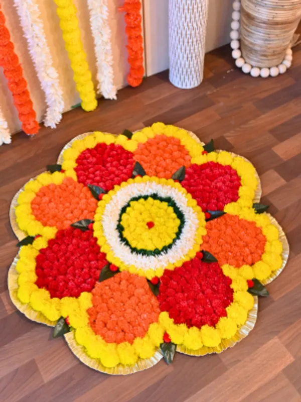 Multicolor_Charvi_Flower_Shaped_Artificial_Rangoli_|34_x_34_inch|_Festive_Decor