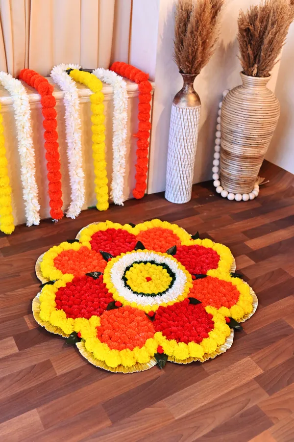 Multicolor_Charvi_Flower_Shaped_Artificial_Rangoli_|34_x_34_inch|_Festive_Decor