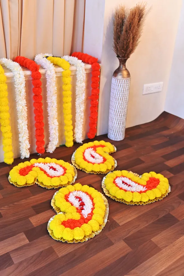 Combo_of_4_Multicolor_Deepali_Mango_Shaped_Artificial_Rangoli_|17_x_13_inch|_Festive_Decor