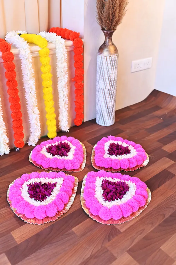 Combo_of_4_Multicolor_Gauri_Leaf_Shaped_Artificial_Rangoli_|16_x_13_inch|_Festive_Decor