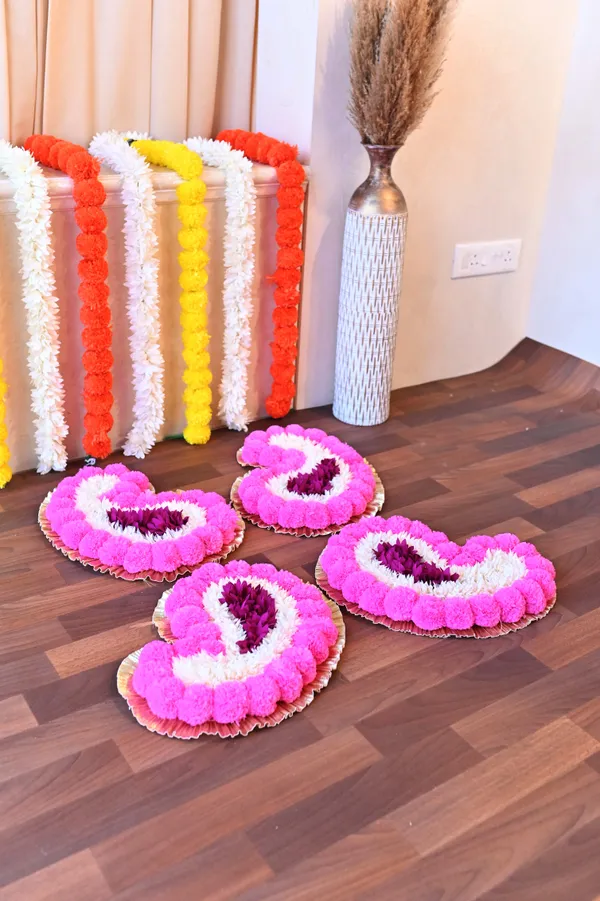 Combo_of_4_Multicolor_Harshada_Mango_Shaped_Artificial_Rangoli_|17_x_13_inch|_Festive_Decor
