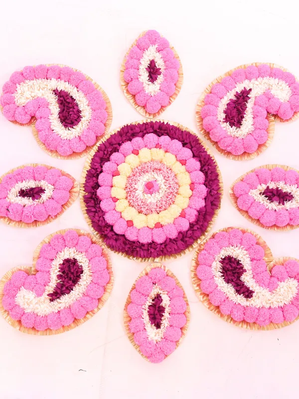 Combo_of_4_Multicolor_Harshada_Mango_Shaped_Artificial_Rangoli_|17_x_13_inch|_Festive_Decor