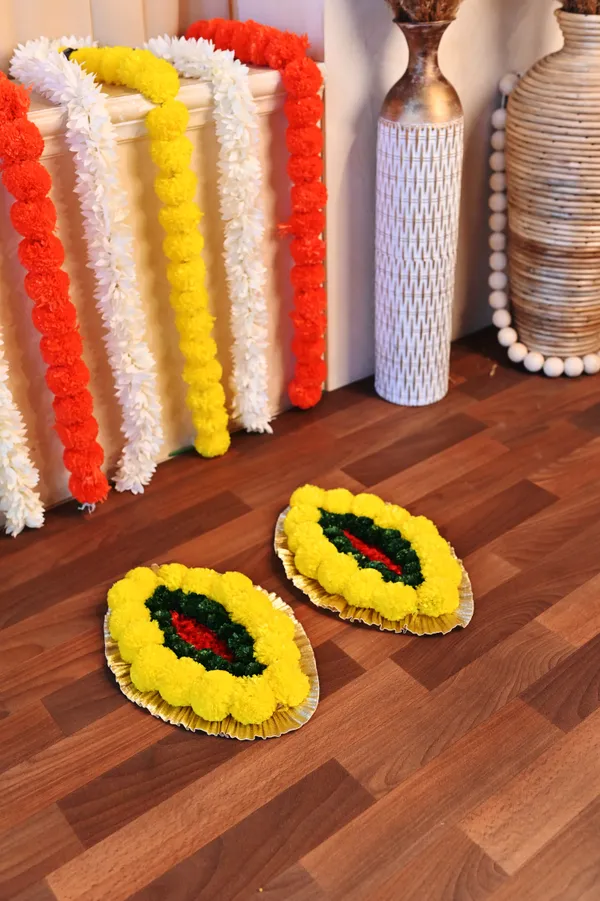 Combo_of_2_Multicolor_Radha_Oval_Shaped_Artificial_Rangoli_|14_x_9_inch|_Festive_Decor