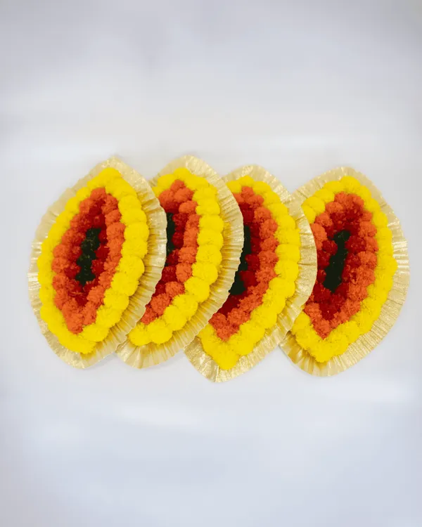 Multicolor_Chaarpoi_Combo_of_4_Leaf_Shaped_Artificial_Rangoli_|14_x_9_inch|_Festive_D?cor