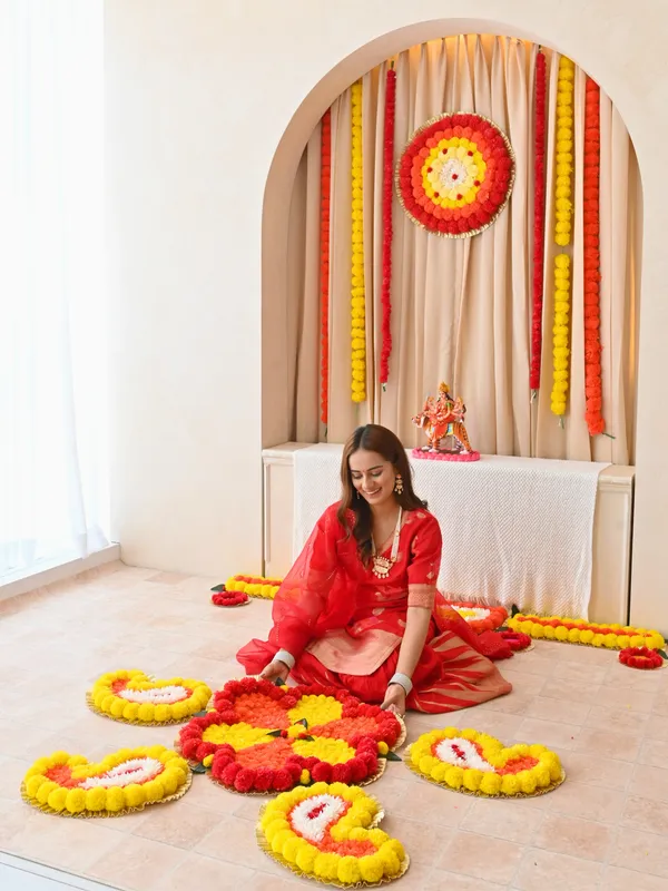 Multicolor_Tarini_Flower_Shaped_Artificial_Rangoli_|25_x_25_inch|_Festive_Decor