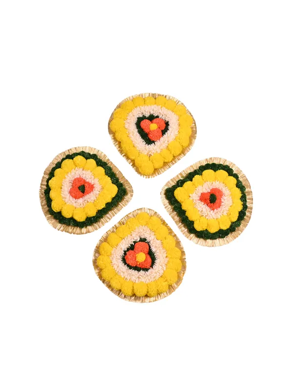 Combo_of_4_Multicolor_Vaidehi_Triangle_Shaped_Artificial_Rangoli_|11_x_11_inch|_Festive_Decor