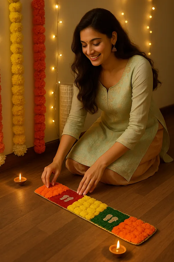 Multicolor_Rajnandini_Rentangle_Shaped_Artificial_Rangoli_|27_x_6_inch|_Festive_Decor