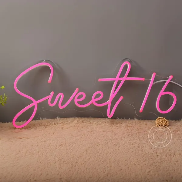 Pink_Sweet_16_Neon_Sign_Light_For_Home_Decoration_16X8_Inch