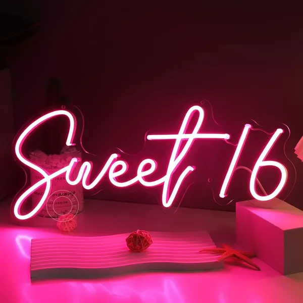 Pink_Sweet_16_Neon_Sign_Light_For_Home_Decoration_16X8_Inch
