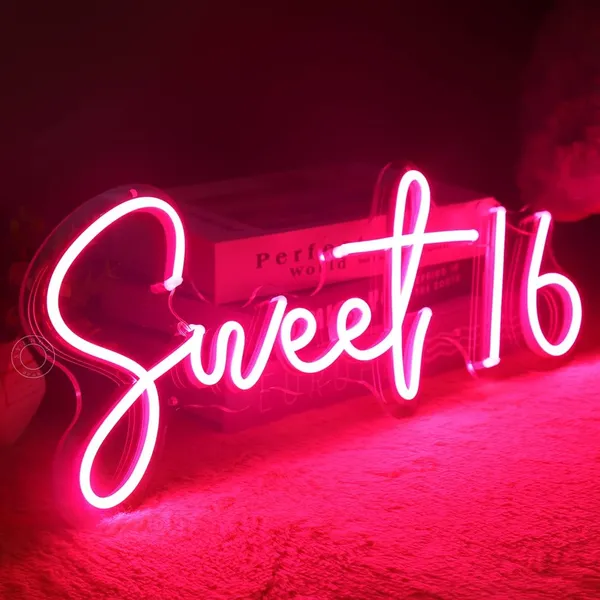Pink_Sweet_16_Neon_Sign_Light_For_Home_Decoration_16X8_Inch