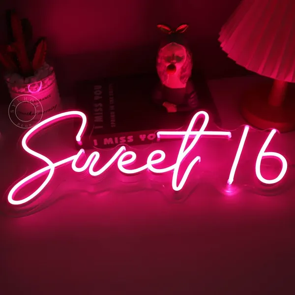 Pink_Sweet_16_Neon_Sign_Light_For_Home_Decoration_16X8_Inch