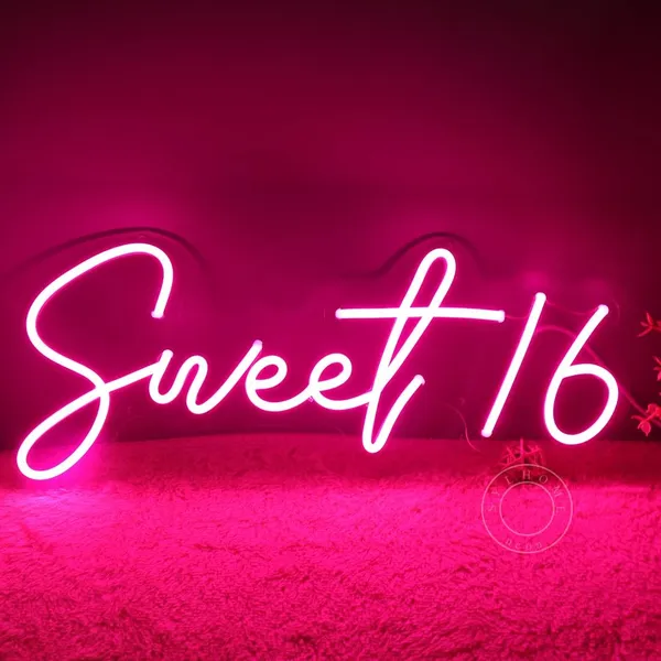 Pink_Sweet_16_Neon_Sign_Light_For_Home_Decoration_16X8_Inch