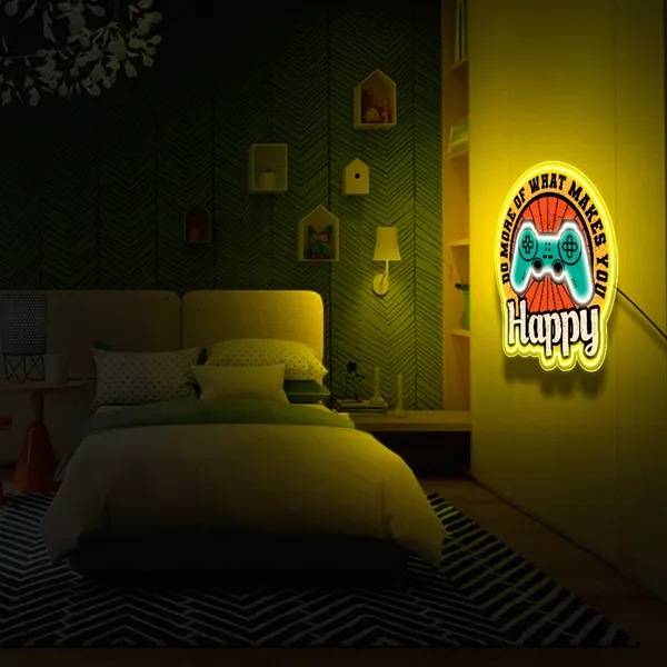 Yellow__Game_Control_Remote_Uv_Art_Neon_Sign
