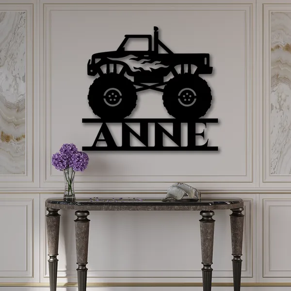 Multicolor_Monster_Car_Kids_Room_Custom_Name_Led_Sign