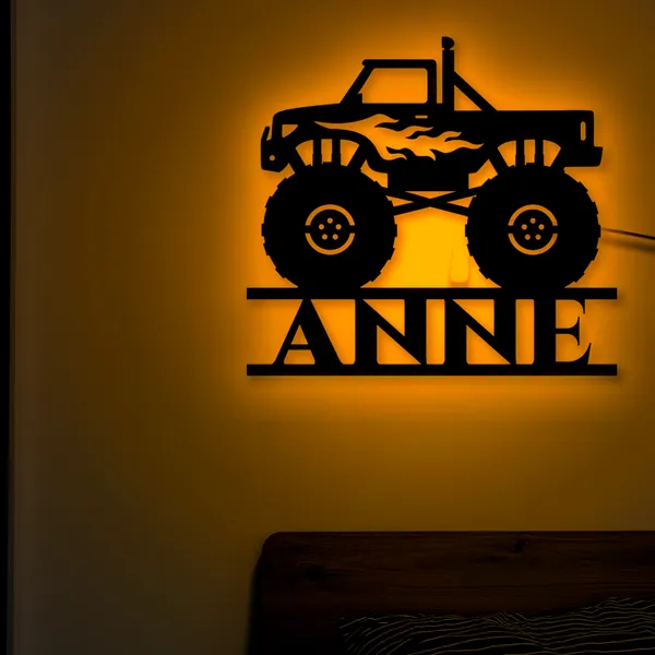 Multicolor_Monster_Car_Kids_Room_Custom_Name_Led_Sign