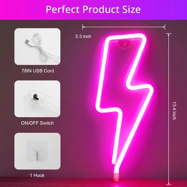 Pink_Lightning_Bolt_Neon_Sign_For_Decor_15X8_Inch