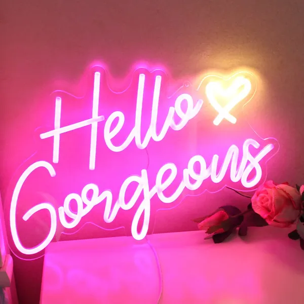 Pink_Hello_Gorgeous_Sign_Light_For_Home_Decoration_12X18_Inch