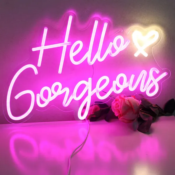 Pink_Hello_Gorgeous_Sign_Light_For_Home_Decoration_12X18_Inch