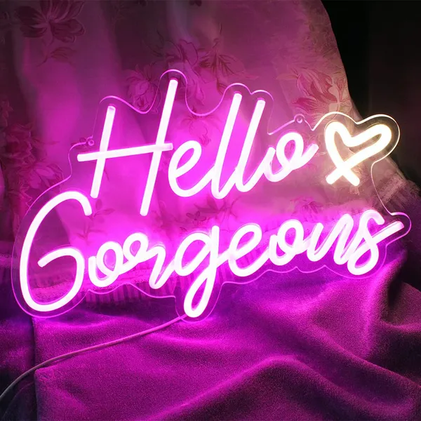 Pink_Hello_Gorgeous_Sign_Light_For_Home_Decoration_12X18_Inch