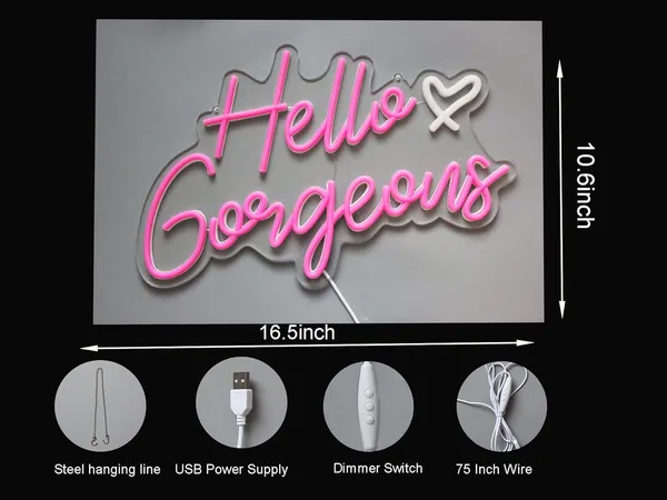 Pink_Hello_Gorgeous_Sign_Light_For_Home_Decoration_12X18_Inch