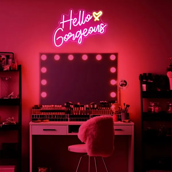 Pink_Hello_Gorgeous_Sign_Light_For_Home_Decoration_12X18_Inch