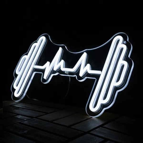 White_Barbell_Dumbbell_Heartbeat_Neon_Sign_18X10_Inch