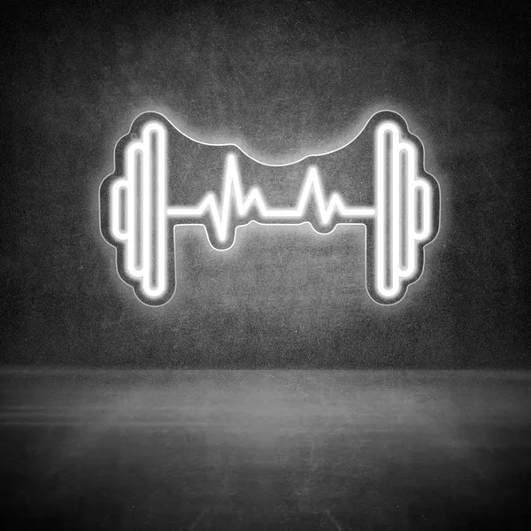 White_Barbell_Dumbbell_Heartbeat_Neon_Sign_18X10_Inch