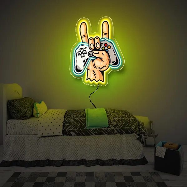 Yellow_Gamer_Sign_Uv_Art_Neon_Sign