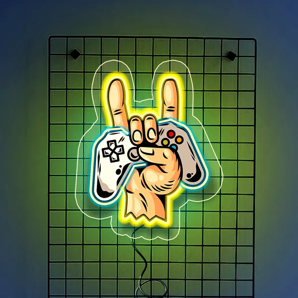 Yellow_Gamer_Sign_Uv_Art_Neon_Sign