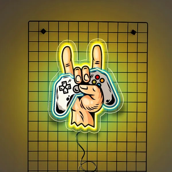Yellow_Gamer_Sign_Uv_Art_Neon_Sign
